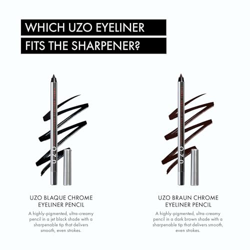 UZO Makeup Pencil Sharpener - Precise Stainless Steel Blade for Eyeliner, Lip & Brow Pencils, Travel Compact