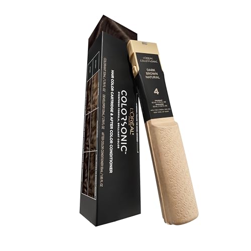 L'Oreal Paris Colorsonic Permanent Hair Dye Cartridge - 4 Dark Natural Brown, Quick Root Touch Up & All-Over Color
