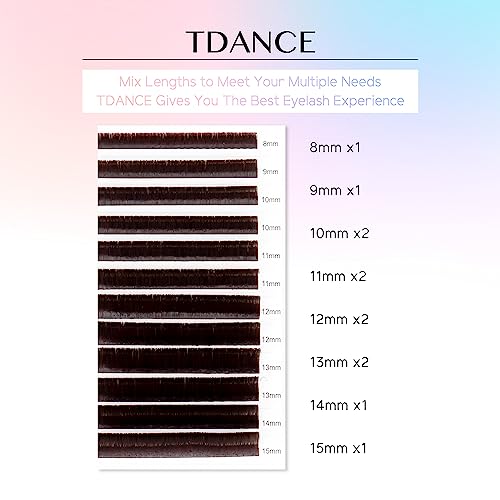 TDANCE Colorful Lash Extensions Mixed 8-15mm D Curl Tray
