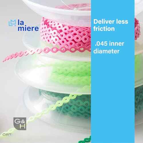 LA MIERE 1 Roll Orthodontic Rubber Chains, Braces Power Chains consisted force in closed, short, long 15''spools (closed, 0.113¡¯¡¯(2.5mm), Turquoise)