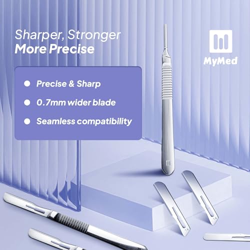MyMed #14R Blades Dermaplaning Scalpels with Dermaplane Handle - Pack of 15 Dermaplane Razor for Women Face + Dermaplane Handle #3, Dermaplaning Tool for Face