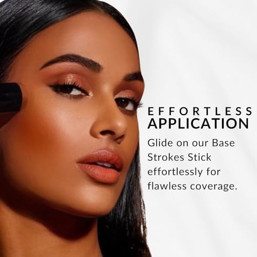 Flori Roberts Base Strokes Crème Foundation Stick - Toasted Almond, Full Coverage for Deep Skin Tones, Long Lasting Makeup, Natural Finish