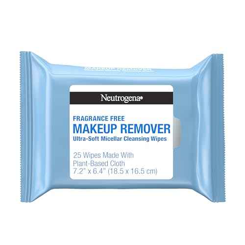 Neutrogena Fragrance-Free Makeup Remover Wipes, Daily Ultra-Soft Micellar Cleansing Wipes Gently Remove Oil & Waterproof Makeup, Hypoallergenic, Made with Plant-Based Cloth, 25 ct