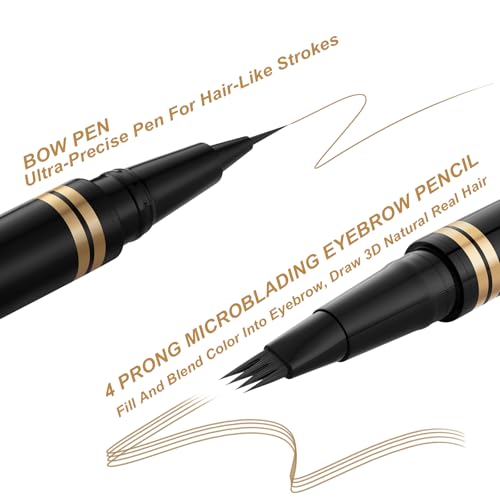 Eyebrow Pen,2-in-1 Waterproof Eyebrow Pencil with 4 Tip Microblading Brow Pen and Ultra-Precise Brow Pencil,with Dual-ended Eyebrow Brush,Eyebrow Makeup for Natural Looking-Dark Blonde