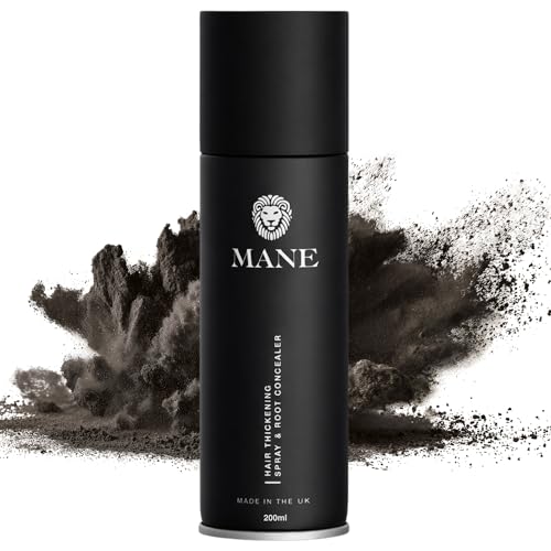 Mane Micro-Mineral Hair Thickening Spray - Instant Root Touch Up, Black, 200ml