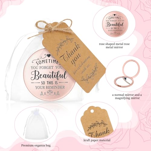 Tatuo 24 Set Sometimes You Forget Your Beautiful Compact Mirror Bulk for Women Inspirational Appreciation Gifts Pocket Makeup Mirrors for Valentine Galentine's Day Bridal Party Souvenir