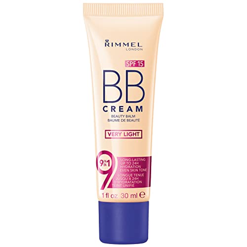 Rimmel London BB Cream, 9-in-1 Lightweight Formula with Brightening Effect and SPF 15 Formula, Medium, 30 ml