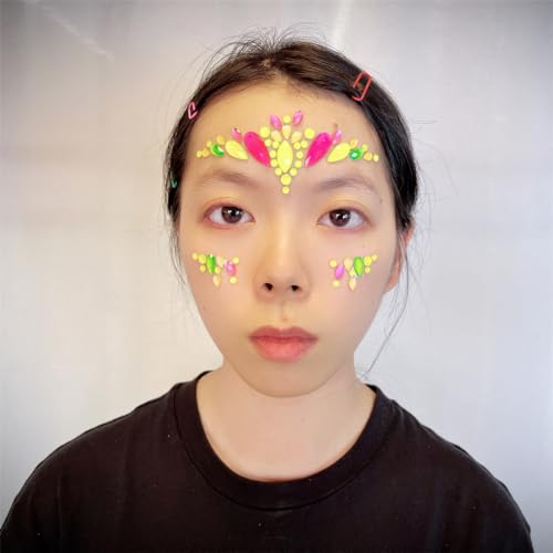 Topz Neon Face Gems Sticker – Rainbow Crystal Eye Jewels