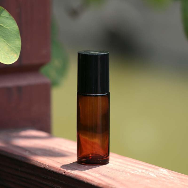 2Pcs Brown 30ml Glass Roller Bottles Essential Oil Refillable