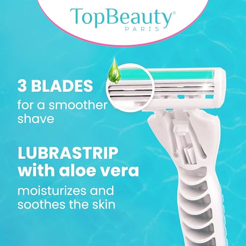 Paris Slim Razors for Women - Manual Razor with Refills (3 Handles + 57 Replaceable Cartridges) - 3-Blades Technology - Beautiful Price - Bikini Razor - Soft Shave & Loving Care