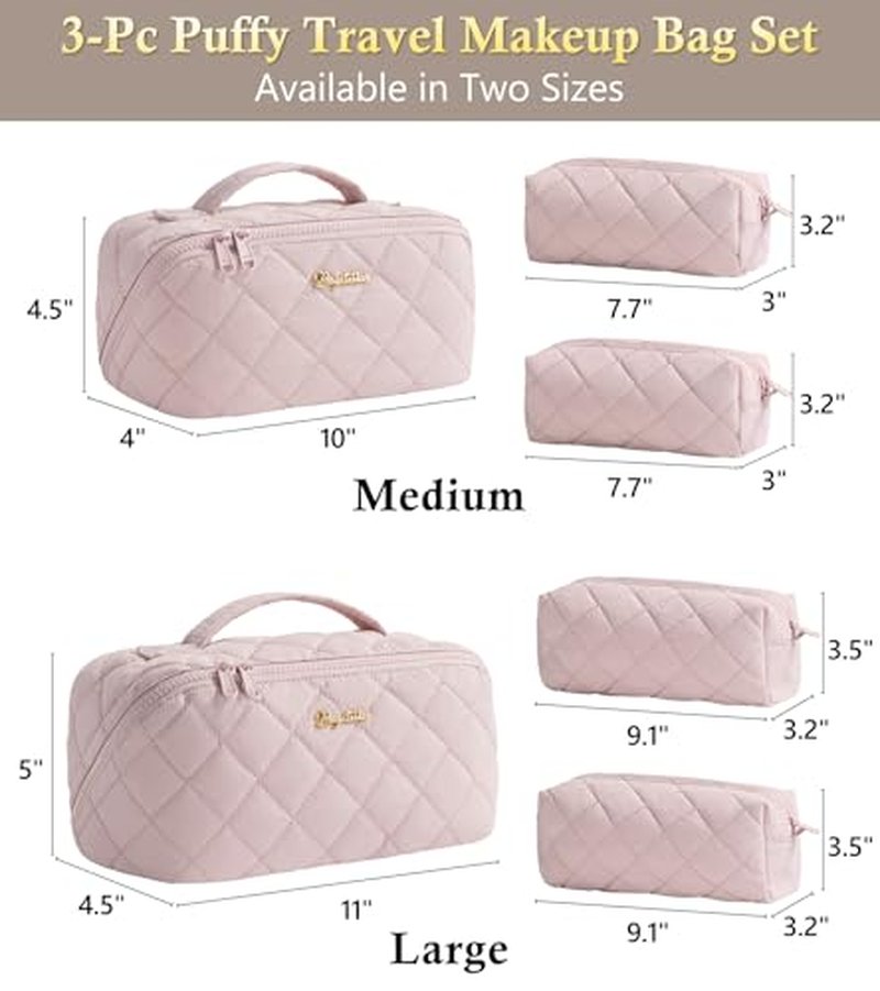 Bagstellar Travel Makeup Bag Set - 3 Pcs Large Capacity, Water-Resistant