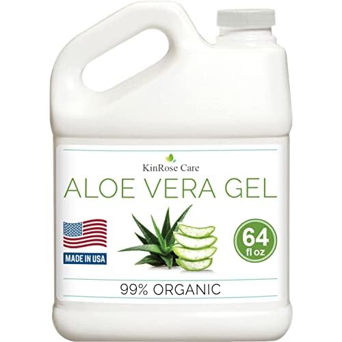 Organic Aloe Vera Gel Bulk - Half Gallon - for Face, Skin, Hair & Sunburn Relief From 100 Percent Pure Aloe Vera - Cold Pressed, Vegan, Unscented - Made in USA (64 Fl Oz)