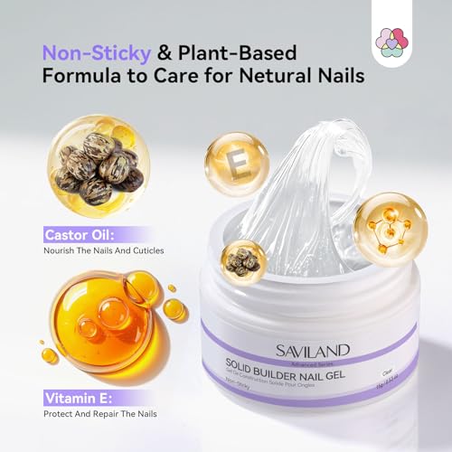 SAVILAND Solid Builder Nail Gel 15g Non-Sticky 3D Nail Art, Clear
