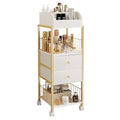 Makeup Organizer Storage Cart, Large Skincare organizers, Makeup Stand with Drawers, Makeup Vanity Organizer Cosmetics Display Cases Holder for Skin Care Nail Polish Perfume Makeup Brush (Gold)