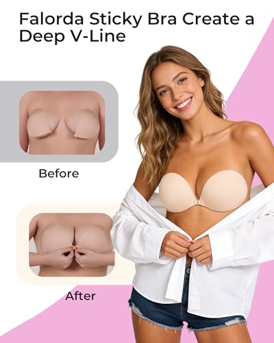 Falorda Backless Strapless Adhesive Bra - Reusable & Invisible