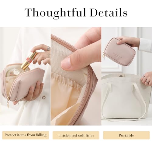 Small Cosmetic Bag Zipper Pouch Travel Makeup Bag for Women Portable Lipstick pouch Purse Waterproof Makeup Organizer Great Gifts Pink