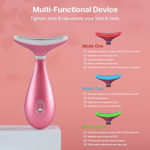 VRAIKO Lily Neck Face Massager, Face Sculpting Tool, 3-in-1 Facial Device with Thermal, Triple Action Care, for Enhanced Absorption Radiance Contouring Elasticity and Lymphatic Drainage (No Stand)