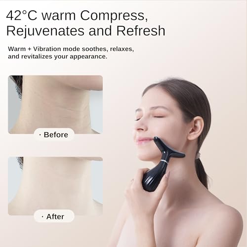VIMINTO 3-in-1 Face Massager ? Facial Massager Tool with Soothing Heat, Vibration, and Smart Touch ? Red, Blue & Green Light Modes for Relaxation and Radiance ? Compact & Portable - Black