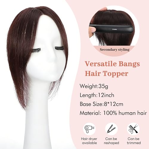 Matriarchs 360° Human Hair Topper 12" Curtain Bangs Clip-In
