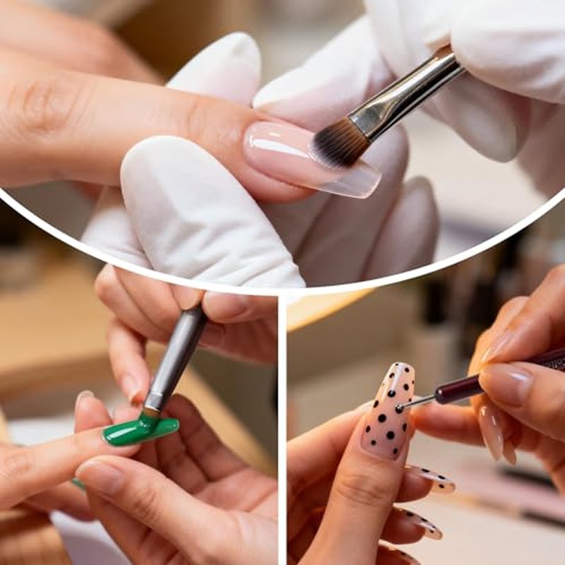 SIMPOR 4-Piece Dual Ended French Tip Nail Brush Set with Dotting Pen