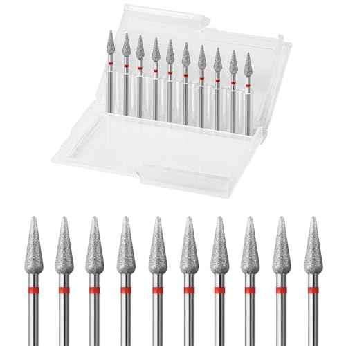 10pcs Diamond Cuticle Clean Nail Drill Bits Set,Professional Safety Rotary Carbide Under Nail Cleaner Russian Manicure Nail Bit for Cuticle Dead Skin,Nail Prepare Salon Tools(Fine-F)