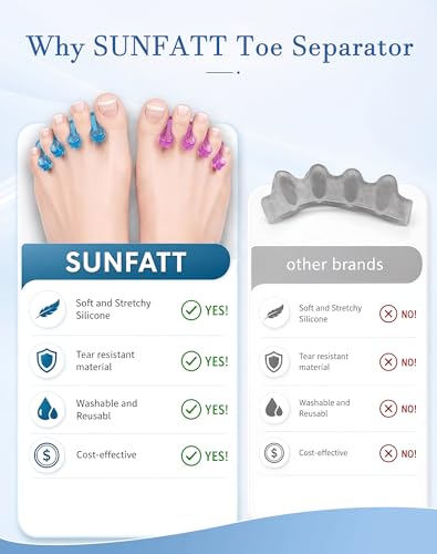SUNFATT Soft Gel Toe Separators for Pedicure & Nail Polish Grooming