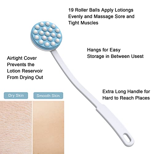 Back Lotion Applicator with 19 Massage Rollers, 17" Long Handle