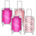 VOSAREA 4PCS False Eyelashes Boxes Mini Plastic Travel Makeup Suitcases Simulation Trolley Makeup Cases Mini Luggage Empty Lash Containers for Women Girls