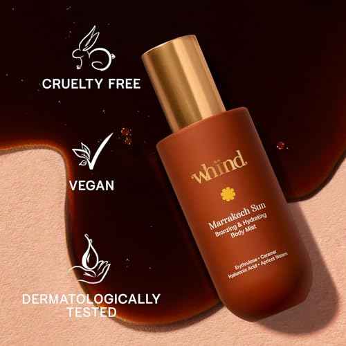 WHIND Hydrating Self-Tanning Body Mist ? Lightweight Bronzing Spray with Hyaluronic Acid & Glycerin for a Natural Tan ? 200ml