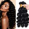 Brazilian Loose Wave Human Hair Bundles - Natural Black 24-28"