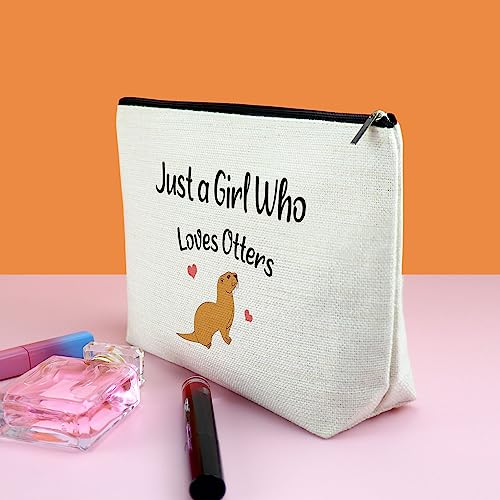 Otter Makeup Bag Otter Lover Gift Sea Otter Gifts for Women Animal Lover Cute Otter Animal Gift Inspiration Gifts for Friend Cosmetic Bag Birthday Christmas Gifts for Her Sister Cosmetic Travel Pouch