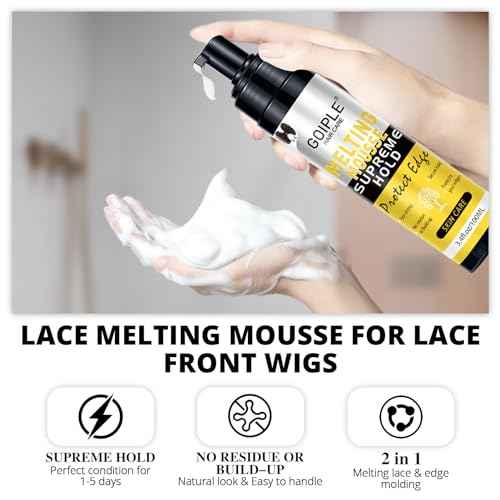 Lace Melting and Holding Mousse Glue-Less Hair Adhesive for Wigs, Wig Glue Lace Melting Spray Lace Melt Mousse for Closure Wigs Extensions, Wig Melting Mousse Supreme Hold for Wig Hair Wig Install Kit