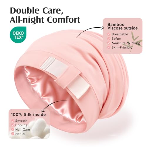 Silk Lined Bonnet for Sleeping | Adjustable Strap