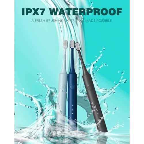 GEM GLAMOUR ENERGY MAGIC Sonic Electric Toothbrush for Adults and Kids 3 Heads Rechargeable Power Tooth Brush Travel Toothbrushes Gifts Stocking Stuffers-Black