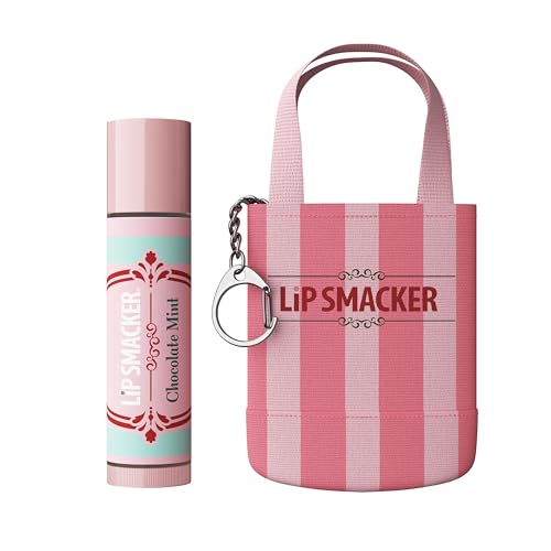 Lip Smacker Holiday Getaway Lip Balm + Mini Tote Keychain, Moisturizing Lip Care, Fun Collectible Gift & Stocking Stuffer - Chocolate Mint Flavor (Pack of 2)