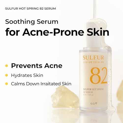 Sulfur Hot Spring Water 82% Soothing Serum with Ceramide, Panthenol, Hyaluronic acid, Hydrating, Glass skin, Non comedogenic, for Dry Skin, Acne-Prone, Korean Skin Care (1.79 fl.oz. 53ml)
