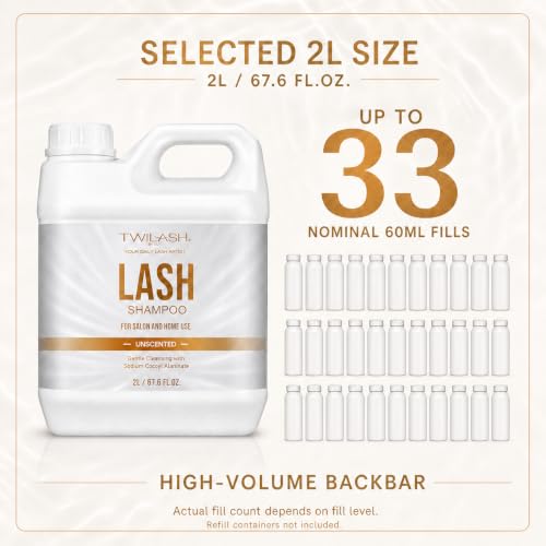 Unscented 2L Lash Shampoo Bulk Eyelash Extension & Sensitive Skin Cleanser
