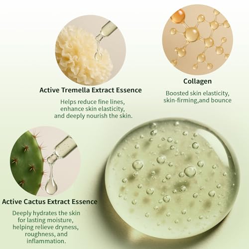 Cactus Sheet Mask,8-Pack Korean Skincare Face Mask,Deep Hydrating & Moisturizing Skincare for Dry & Sensitive Skin,Soothes Skin,Instant Calm & Glow,Korean Beauty