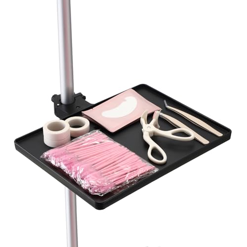 ELLDOO Lash Tray Holder, 10.6 x 8 inch Adjustable Eyelash Extension Supplies Organizer, Black Plastic Lash Tech Essentials Storage Stand for Salon and Home