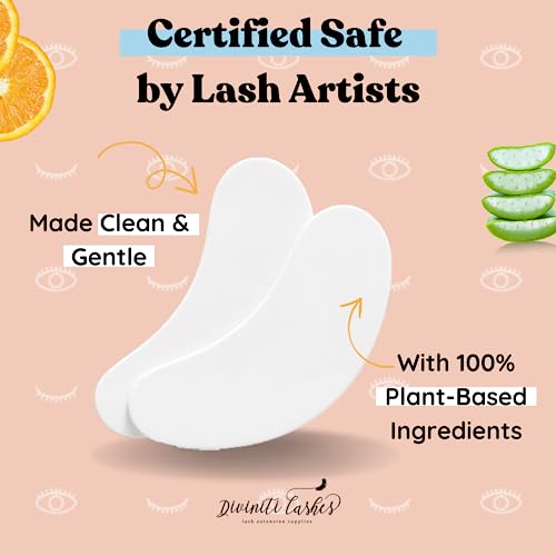 100 Pairs Under Eye Gel Pads Lash Extensions - Lash Supplies for Eyelash Extension Supplies - Hydrogel Under Eye Patches for Lash Extensions, Aloe Vera, Lint Free, Parches Para Pestañas - DiviniTi