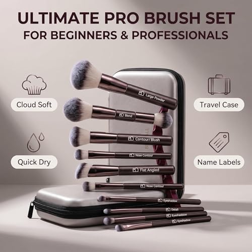 BS-MALL 20Pc Makeup Brush Set with Travel Case