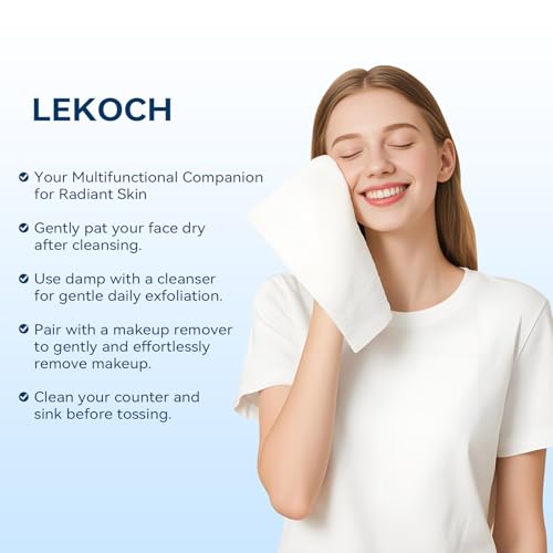 LEKOCH Towels XL?100% Biobased Face Towel, Disposable Face Towelettes, Suitable for All Skin Types, 10"¡¿12"?Thick Makeup Removal Dry Wipes Ultra Soft, No-smell, 1 Pack£¬50 Ct