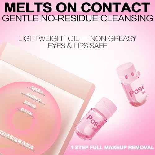 Natural Makeup Remover OLI,Makeup Remover Oil Mini and Gentle Cleansing Remover Oil for All Skin Types-Nourishing and Gentle,Individually Packaged -Travel-Friendly(Rose 20 Pcs)