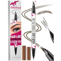 iMethod Curved Eyebrow Pen - Eyebrow Pencil, Brow Pencil 2-in-1 Dual-Ended Microblading Eyebrow Pen with Curved Tip and Precise Brush-Tip for Natural Hair-Like Brows, Last All-Day, Dark Brown