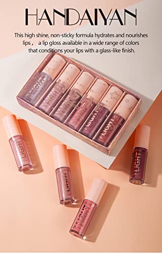 BANGFENG 6-Piece Lip Oil Gloss Set – Moisturizing Glass Finish