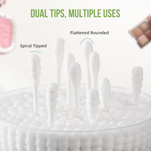 Cotton Swabs Spiral 800 Count Double-Headed Tips - Paper Stick, 4 Boxes