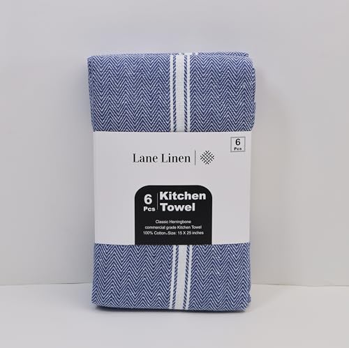 LANE LINEN Kitchen Towels Set - 100% Pure Cotton Dish Towels for Kitchen, Super Absorbent Kitchen Hand Towel, Blue Tea Towels, Soft & Durable Dish Cloths, Pack of 12 – 15”x25”, Blue Chambray