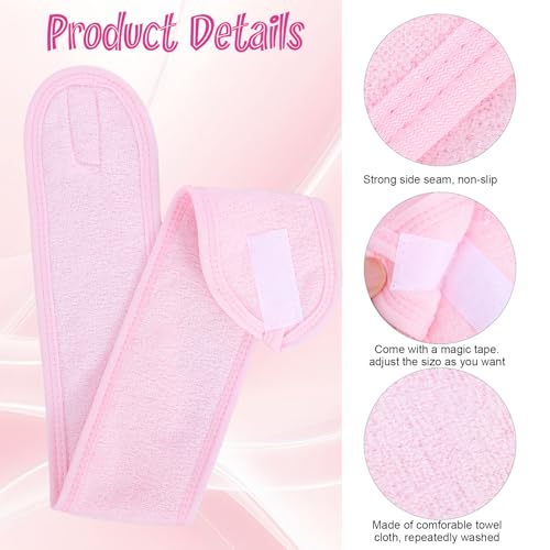 3-Pack Spa Facial Headband - Adjustable Terry Cloth Hair Wrap