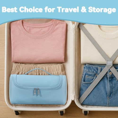 Portable Travel Case Compatible with Dyson Airwrap Multifunction Curling Iron And Accessories, Travel Bag With Hook, Stores All Models of Curling Irons And Accessories (Sky blue)