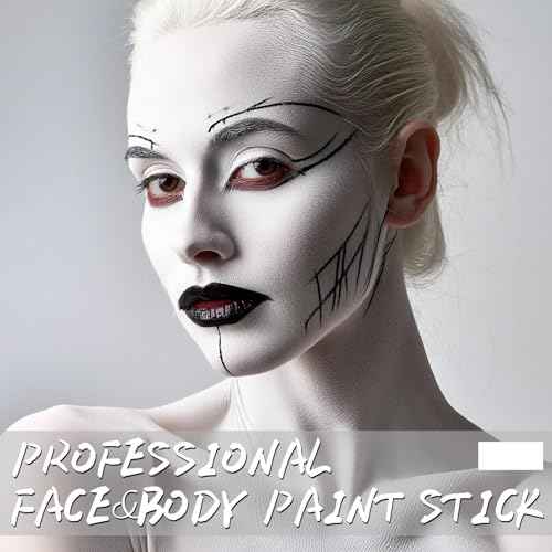 White Face Body Paint Stick, Eye Black Stick for Sports, Waterproof Full-Coverage White Foundation Face Makeup for Halloween Zombie Clown Vampire Skeleton Skull Joker Goth Cosplay Makeup